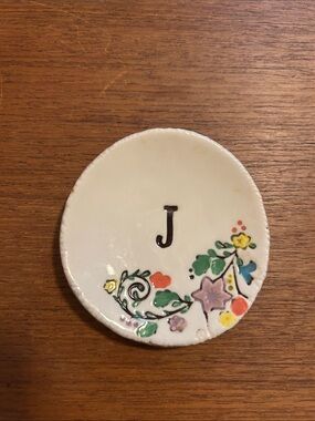 Anthropologie - ceramic J tiny plate